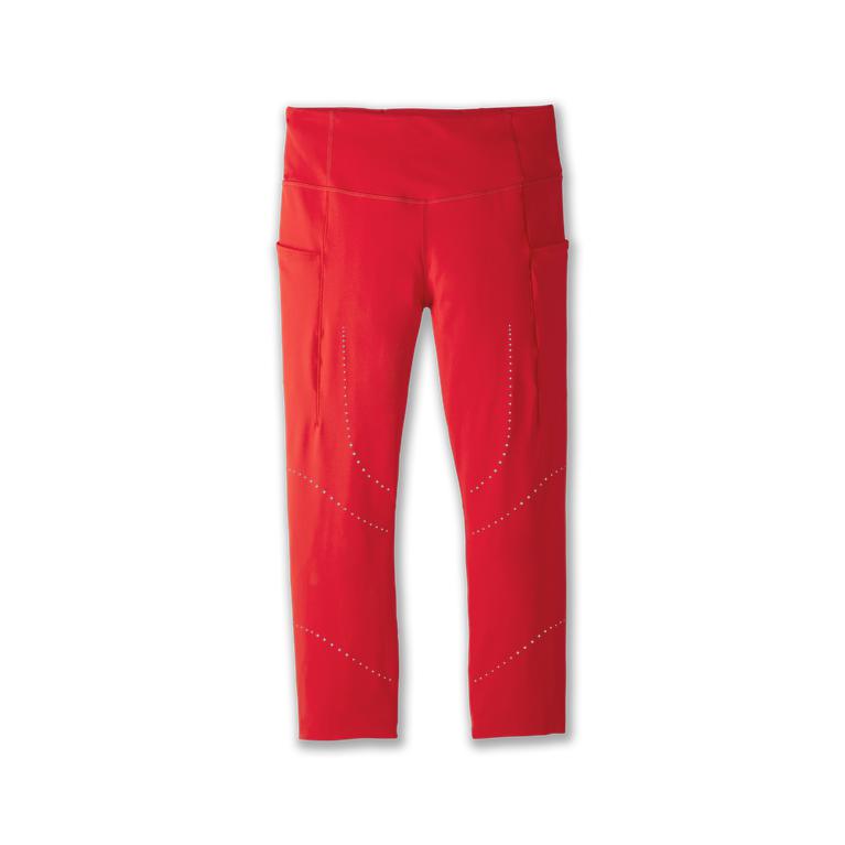 Brooks Method 3/4 Tight - Womens Capri Running Leggings - Jamberry/Red (82450LNJD)